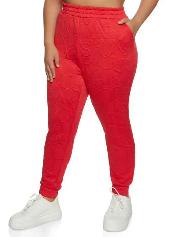 Plus Size Embossed Joggers sold by Rainbow