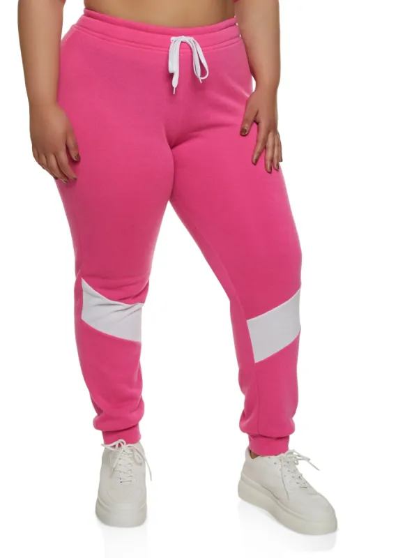 Plus Size Color Blocked Detail Joggers sold by Rainbow