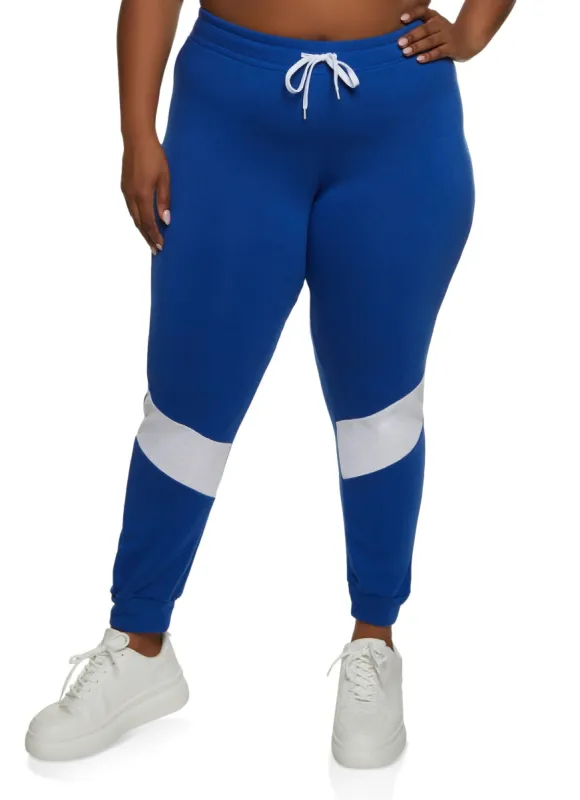 Plus Size Color Blocked Detail Joggers sold by Rainbow