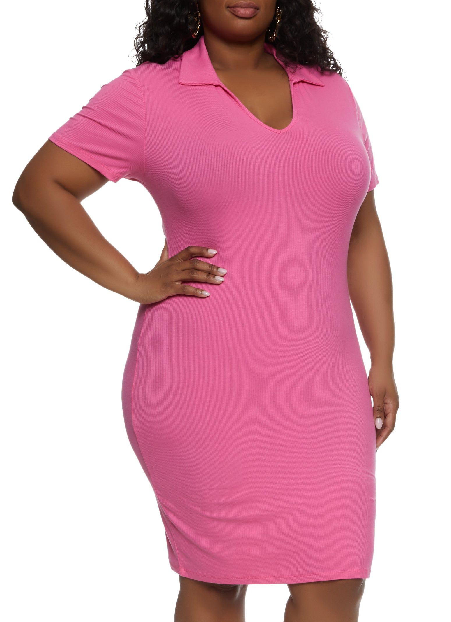 Plus Size Johnny Collar Midi Polo Dress sold by Rainbow