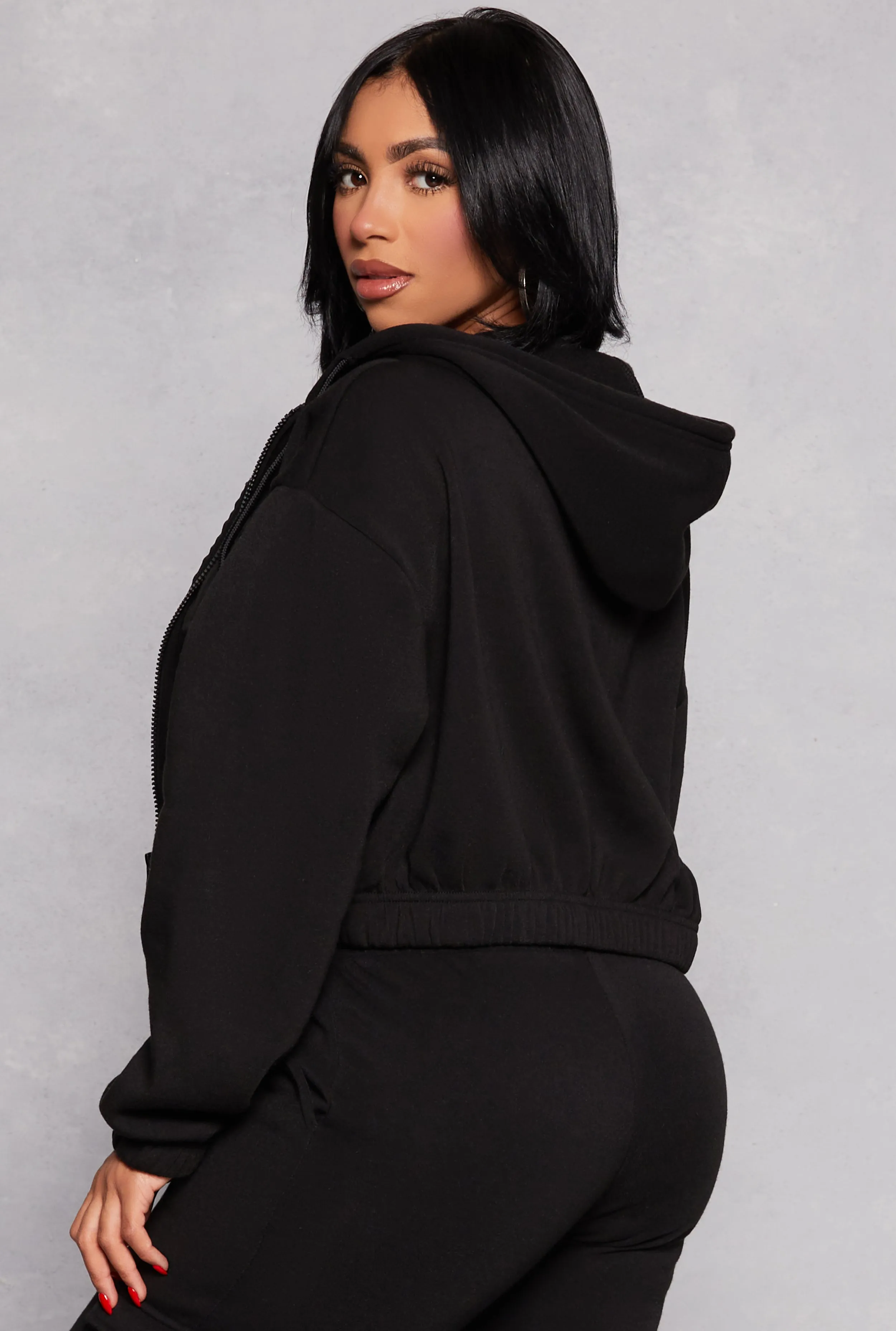 Fleece Zip Front Cropped Sweatshirt sold by Rainbow product image thumbnail 3