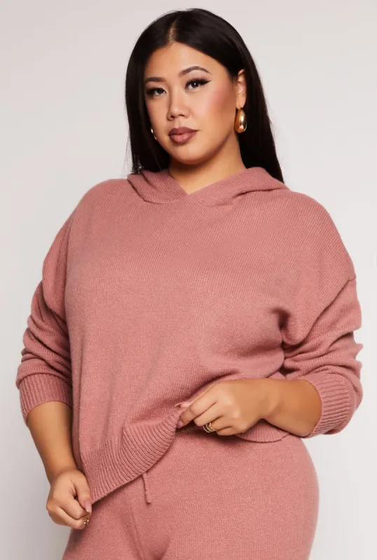 Plus Size Brushed Knit Pullover Hoodie sold by Rainbow