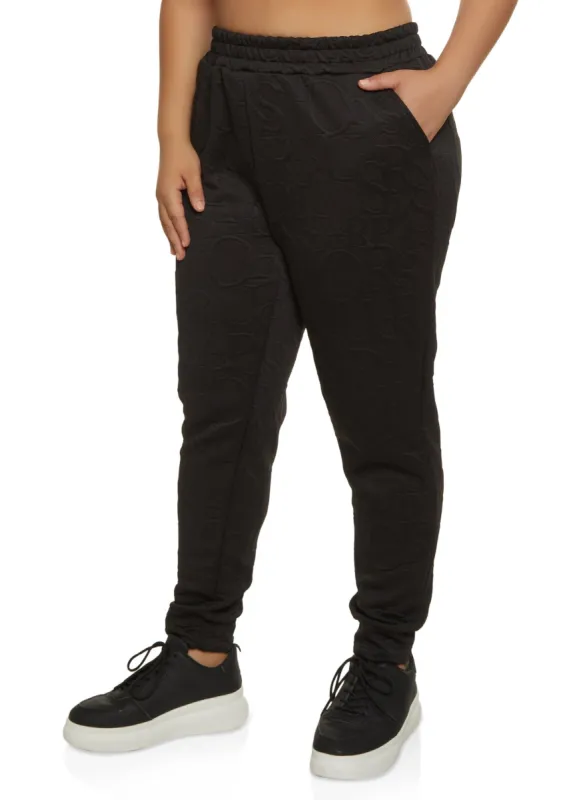 Plus Size Embossed Joggers sold by Rainbow