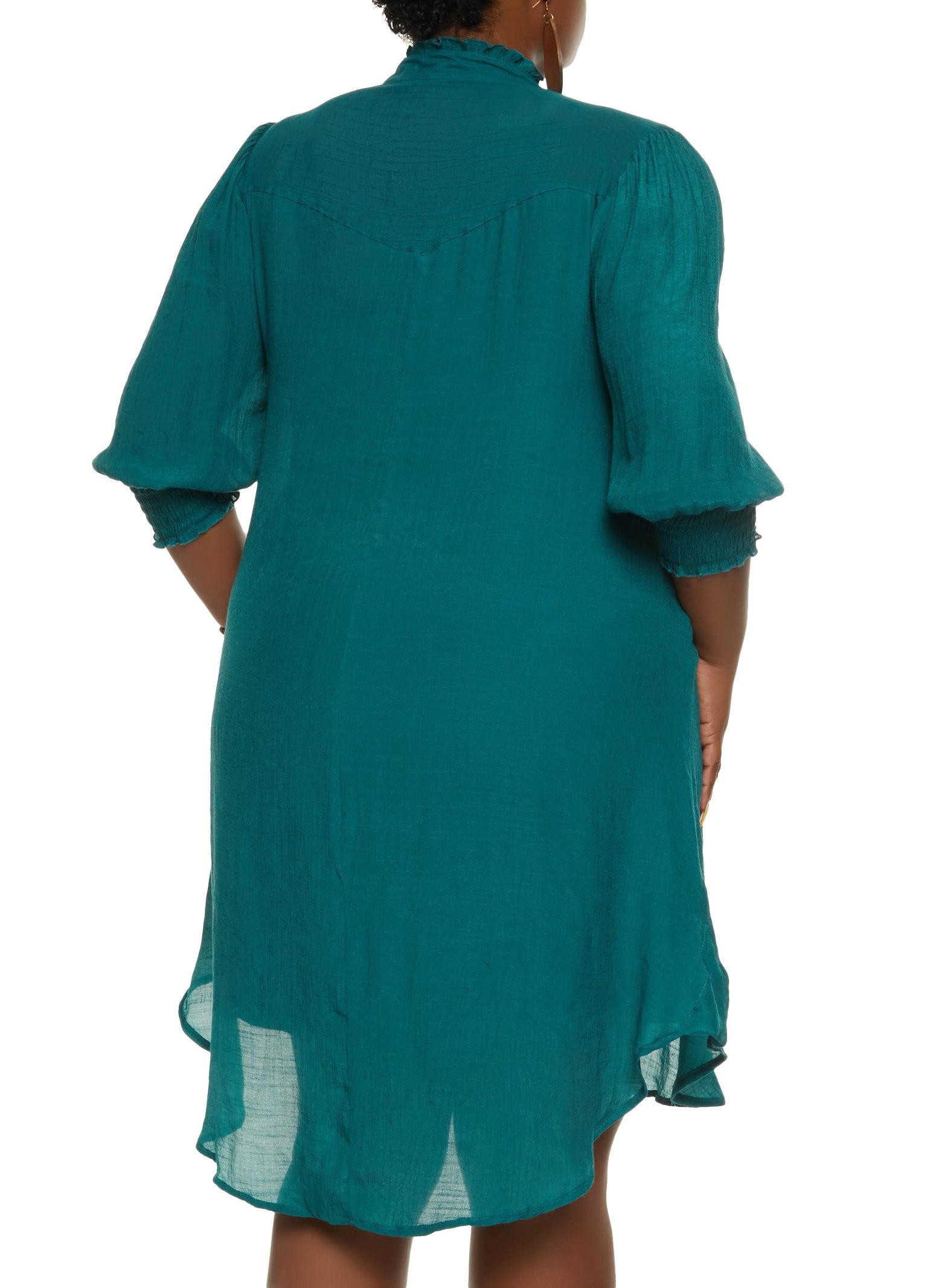 Plus Size Gauze Knit Button Front Shirt Dress sold by Rainbow product image thumbnail 3