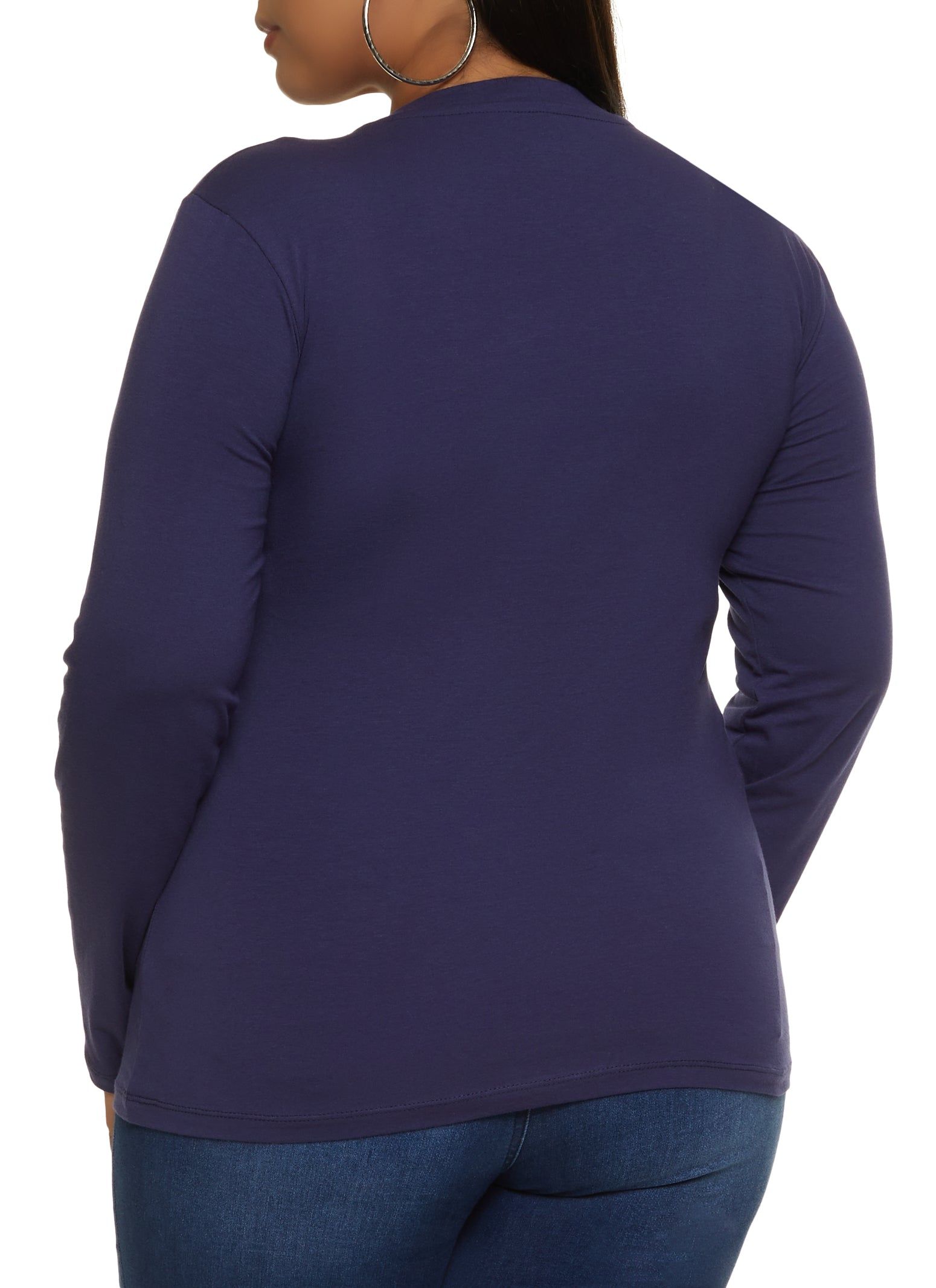 Plus Size Long Sleeve V Neck Basic Tee sold by Rainbow product image thumbnail 2