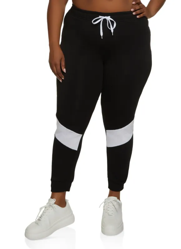 Plus Size Color Blocked Detail Joggers sold by Rainbow