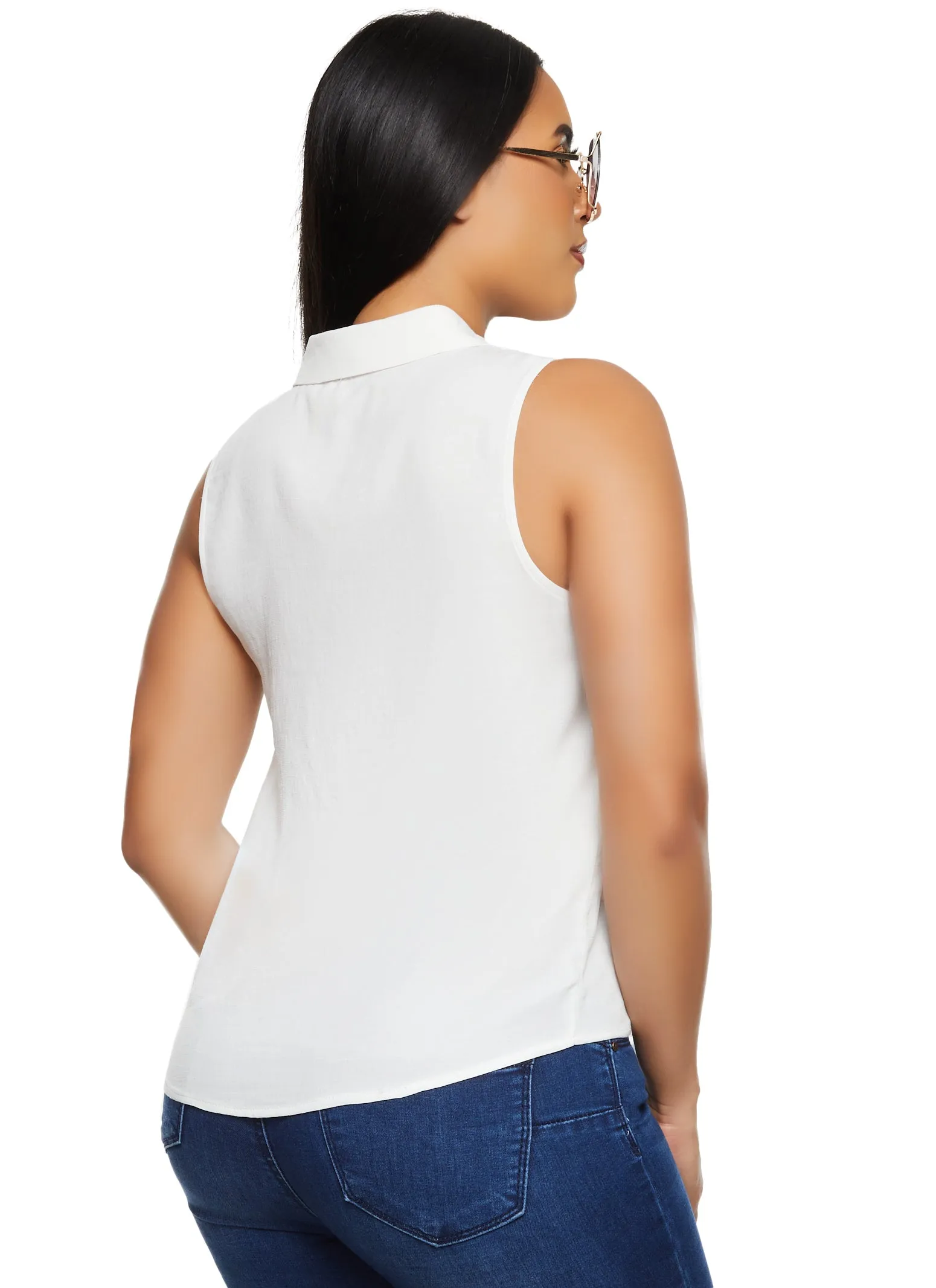 Iris Gauze Knit Sleeveless Button Front Shirt sold by Rainbow product image thumbnail 2