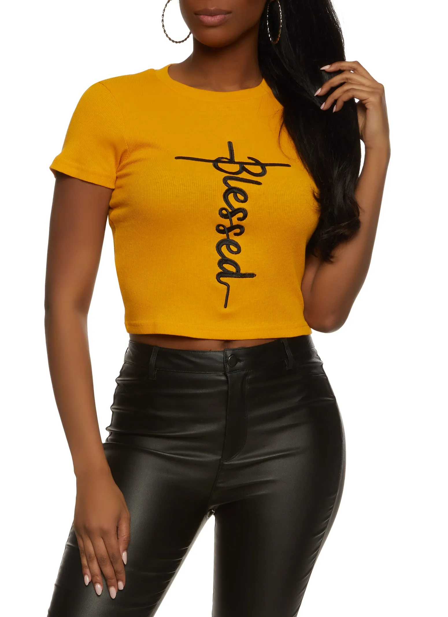 Blessed Embroidered Cropped Tee sold by Rainbow