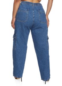 Plus Size Wax Wide Leg Cargo Jeans sold by Rainbow