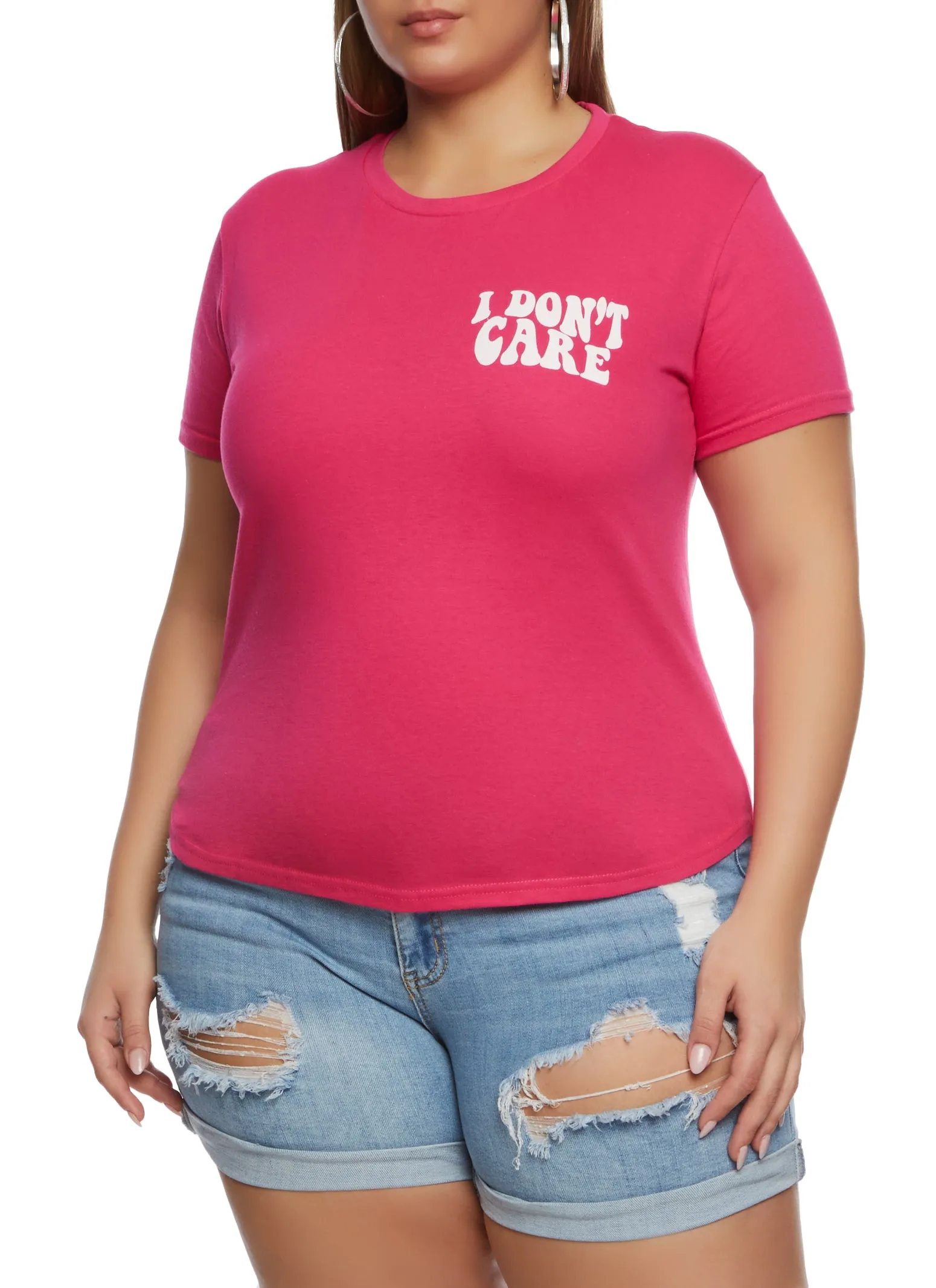 Plus Size I Dont Care Graphic T Shirt sold by Rainbow
