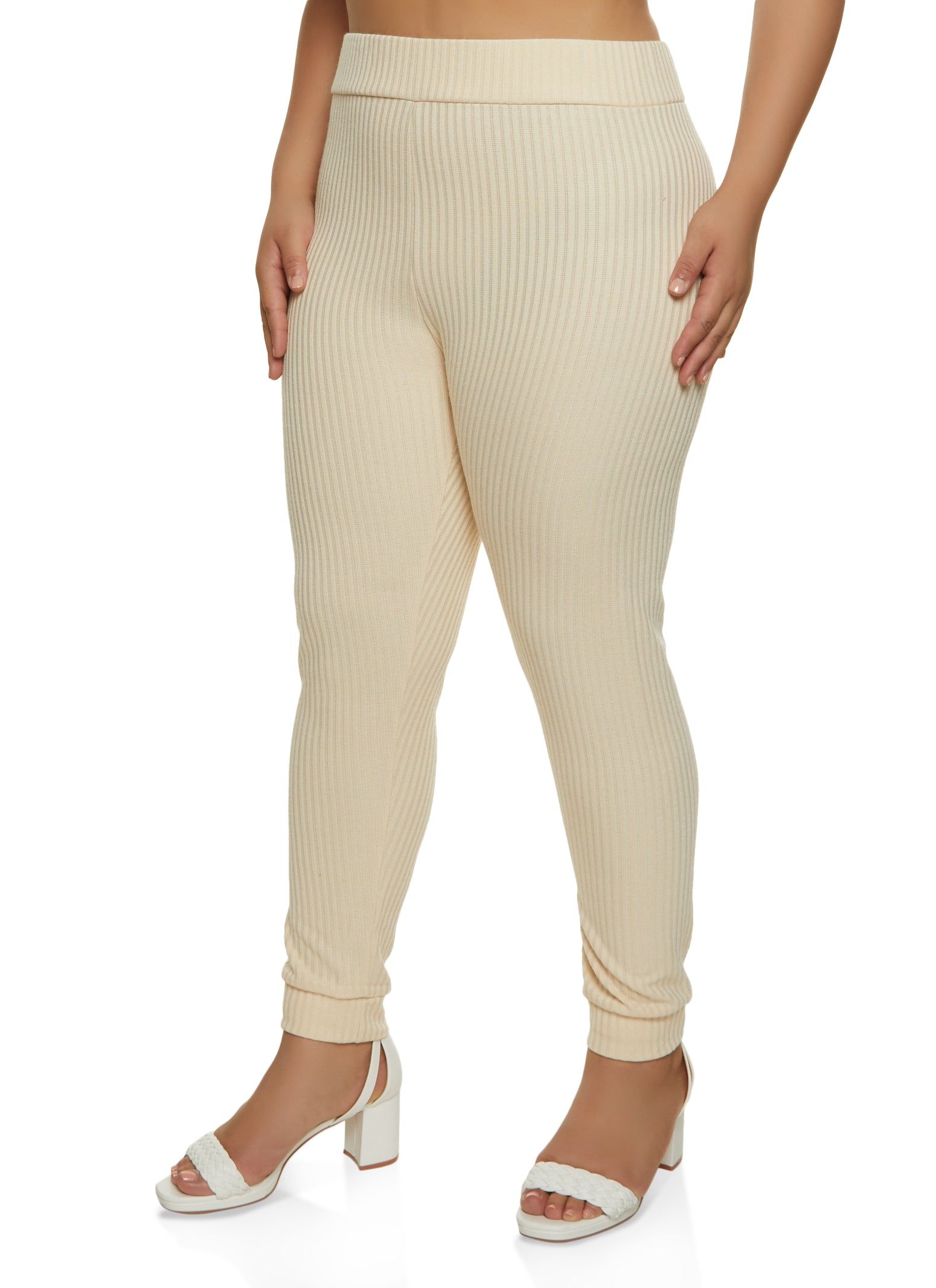 Plus Size Ribbed Knit High Waist Leggings sold by Rainbow