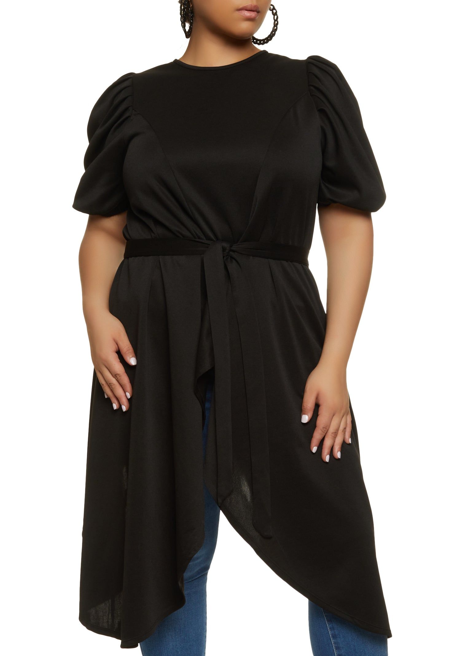 Plus Size Scuba Puff Sleeve Maxi Top sold by Rainbow