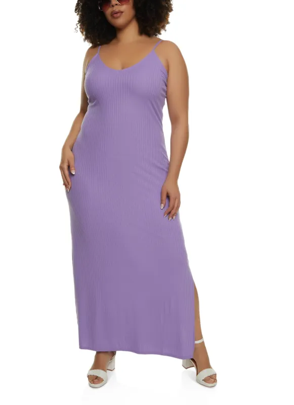 Plus Size Rib Knit Maxi Dress sold by Rainbow