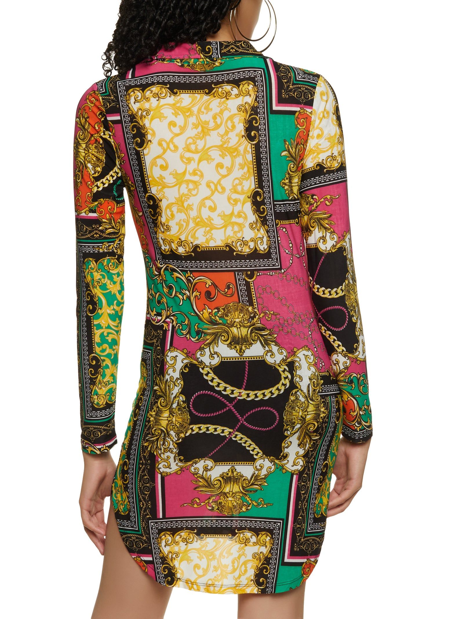 Status Print Button Front Shirt Dress sold by Rainbow product image thumbnail 3
