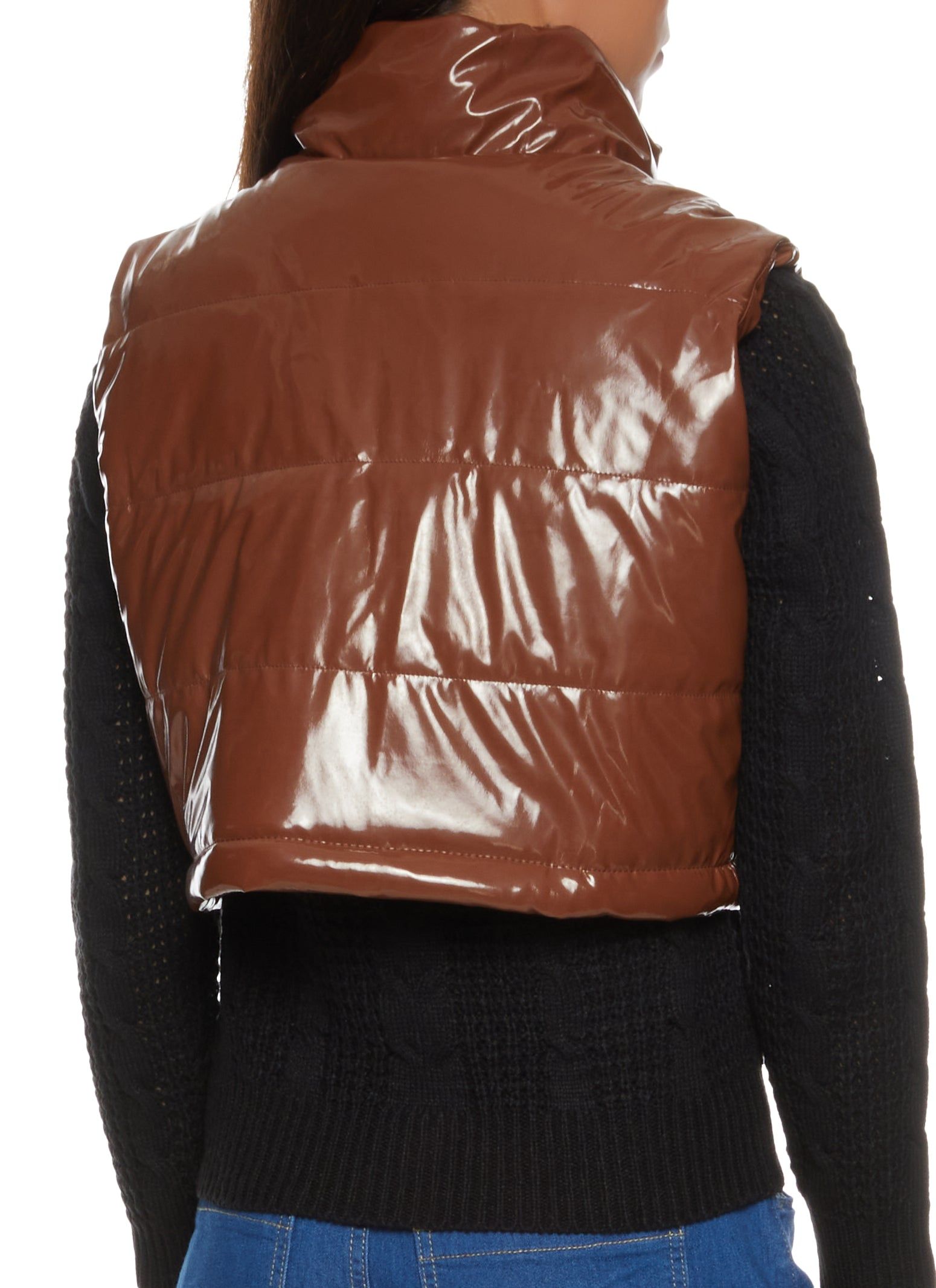 Faux Patent Leather Puffer Vest sold by Rainbow product image thumbnail 2