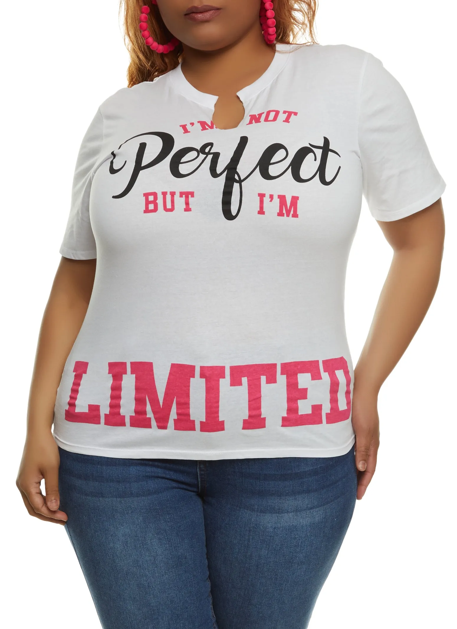 Plus Size Im Not Perfect But Im Limited Edition Notch Neck Tee sold by Rainbow