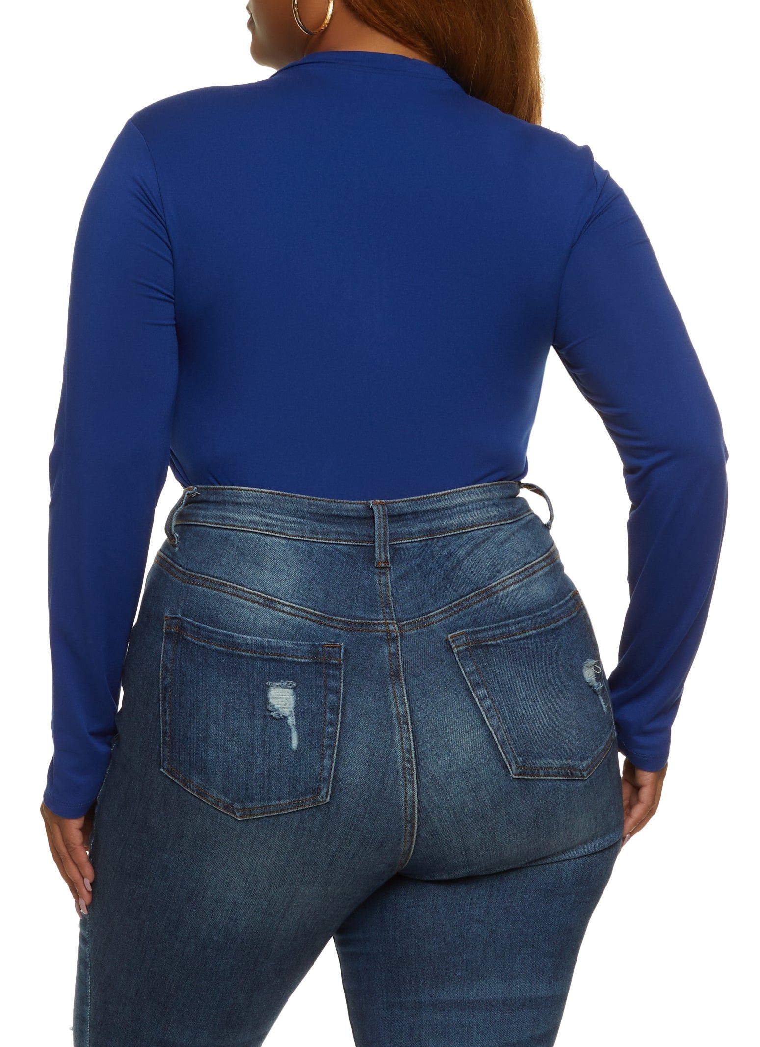 Plus Size Zip Neck Long Sleeve Bodysuit sold by Rainbow product image thumbnail 3