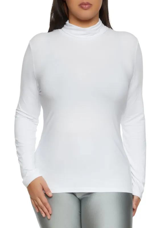 Plus Size Solid Turtleneck Top sold by Rainbow
