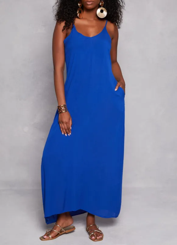 Gauze Knit V Neck Cami Maxi Dress sold by Rainbow