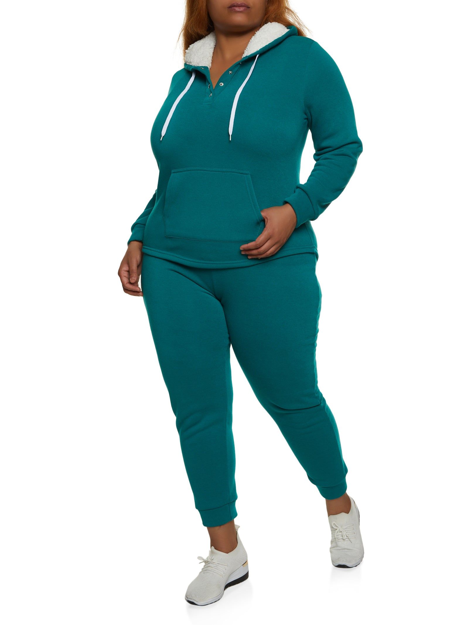 Plus Size Sherpa Lined Snap Button Hoodie sold by Rainbow product image thumbnail 2