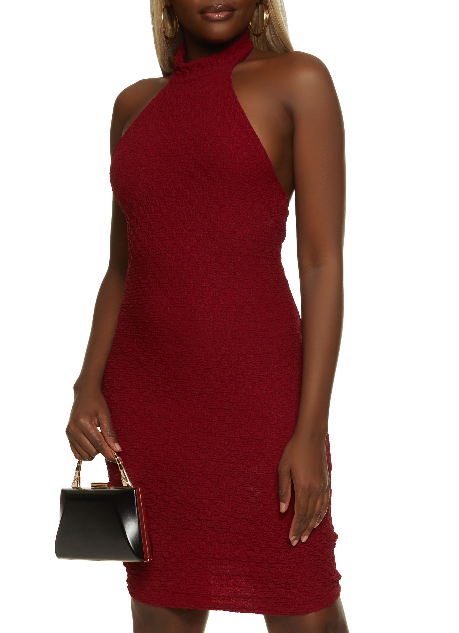 Crepe Knit Halter Bodycon Dress sold by Rainbow