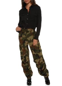 Drawstring Hem Button Front Cropped Shirt sold by Rainbow