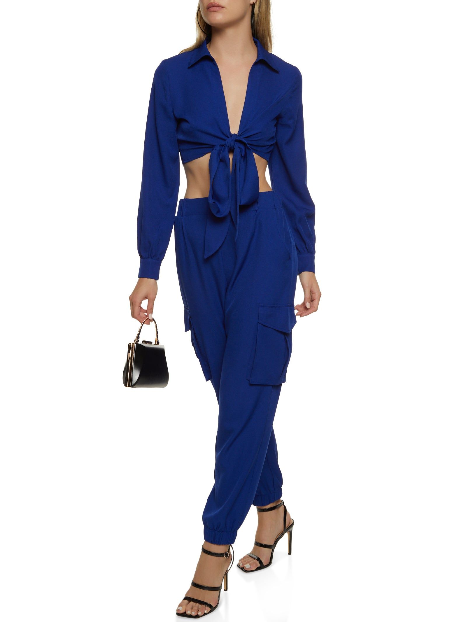 Crepe Knit Tie Front Crop Top sold by Rainbow product image thumbnail 2