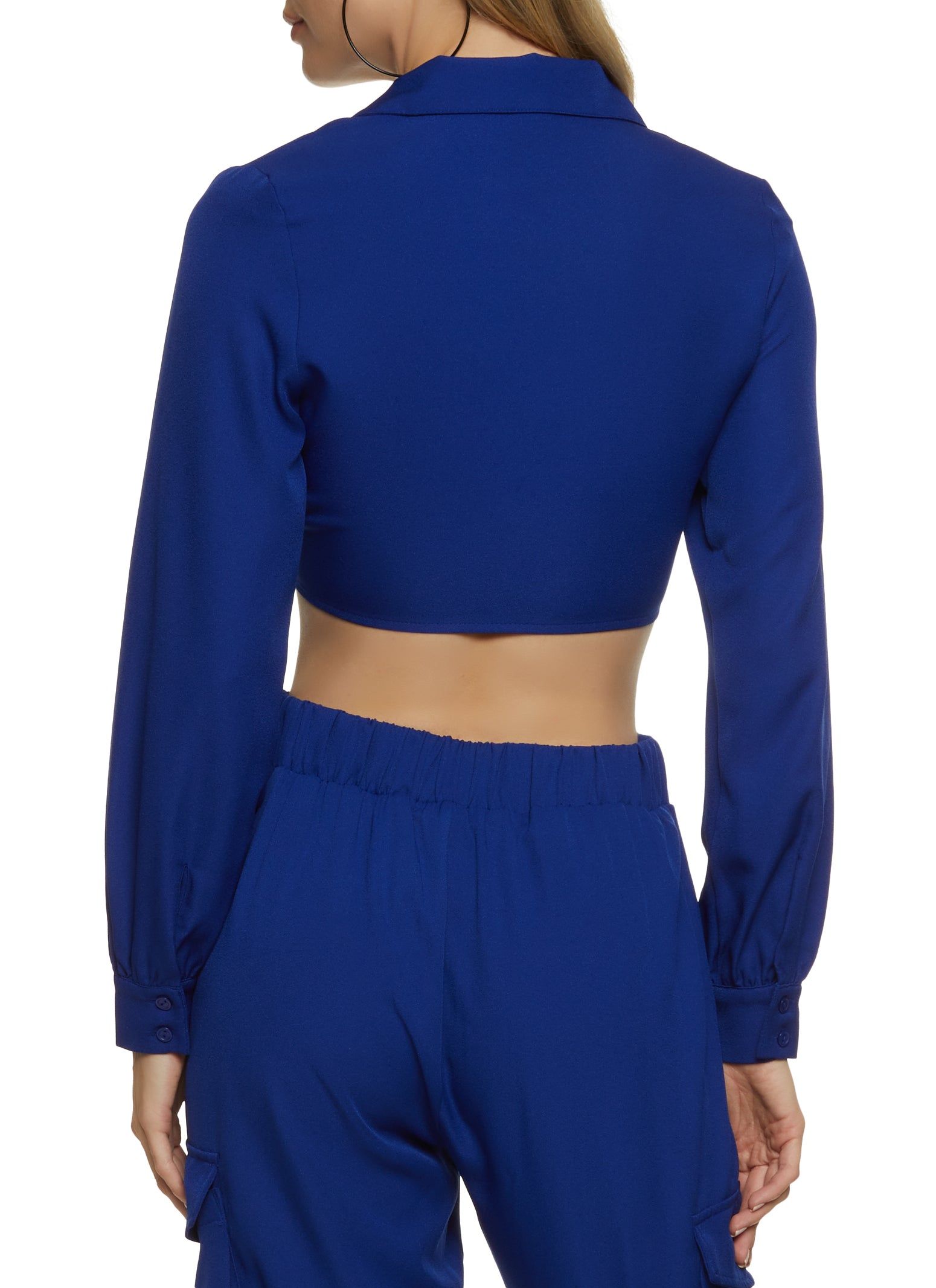 Crepe Knit Tie Front Crop Top sold by Rainbow product image thumbnail 3