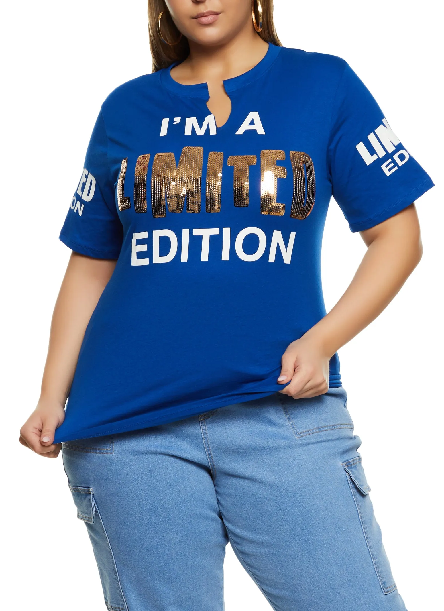 Plus Size Sequin Limited Edition Graphic T Shirt sold by Rainbow