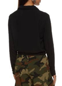 Drawstring Hem Button Front Cropped Shirt sold by Rainbow