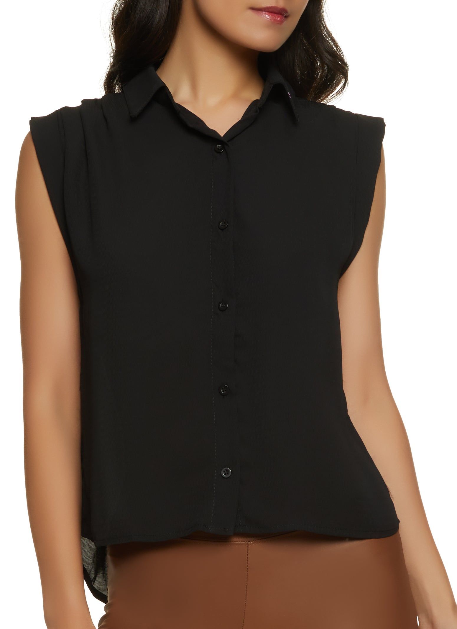 Sleeveless Button Front Shirt sold by Rainbow