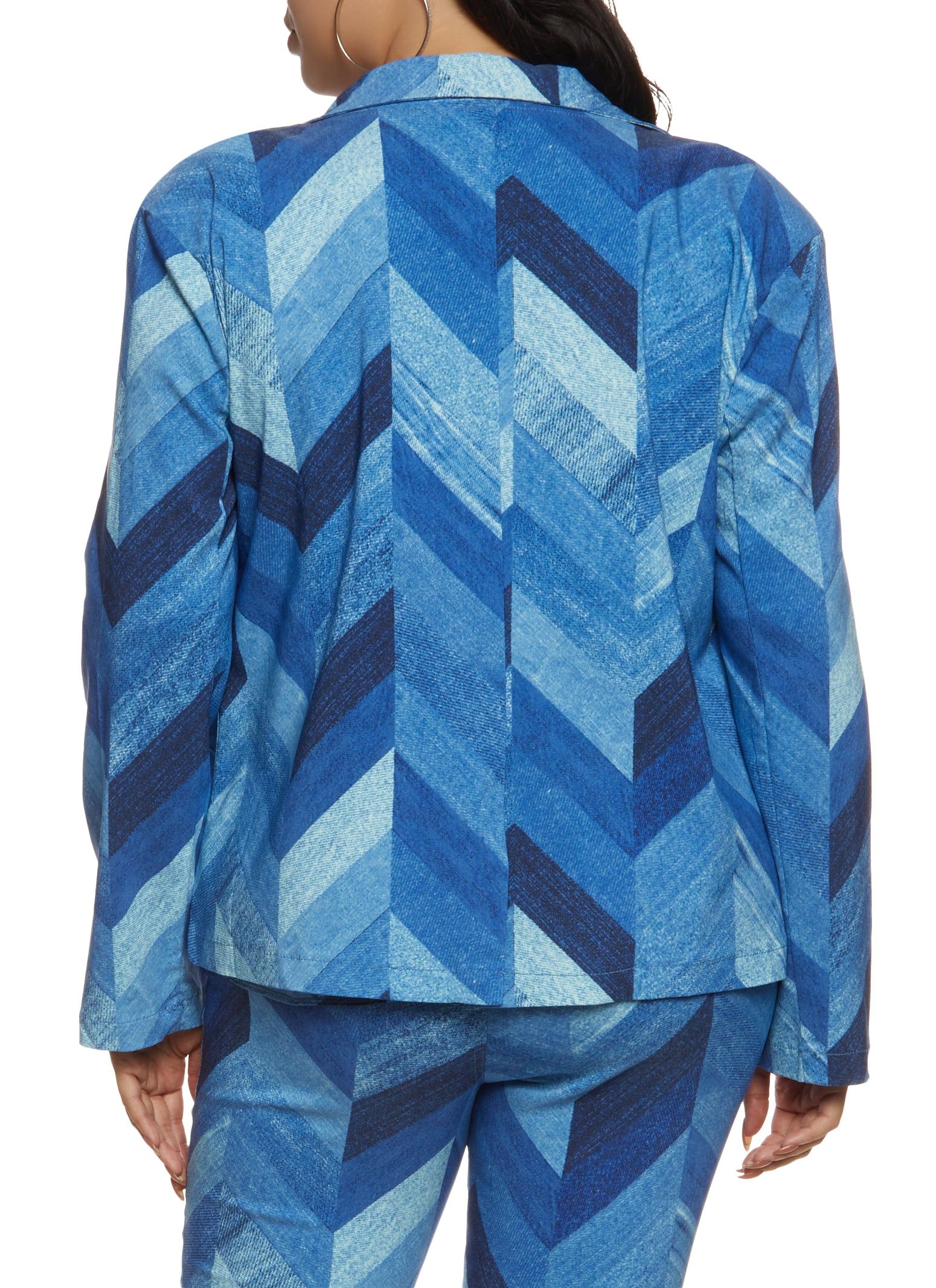 Plus Size Patchwork Print Faux Pocket Blazer sold by Rainbow product image thumbnail 3