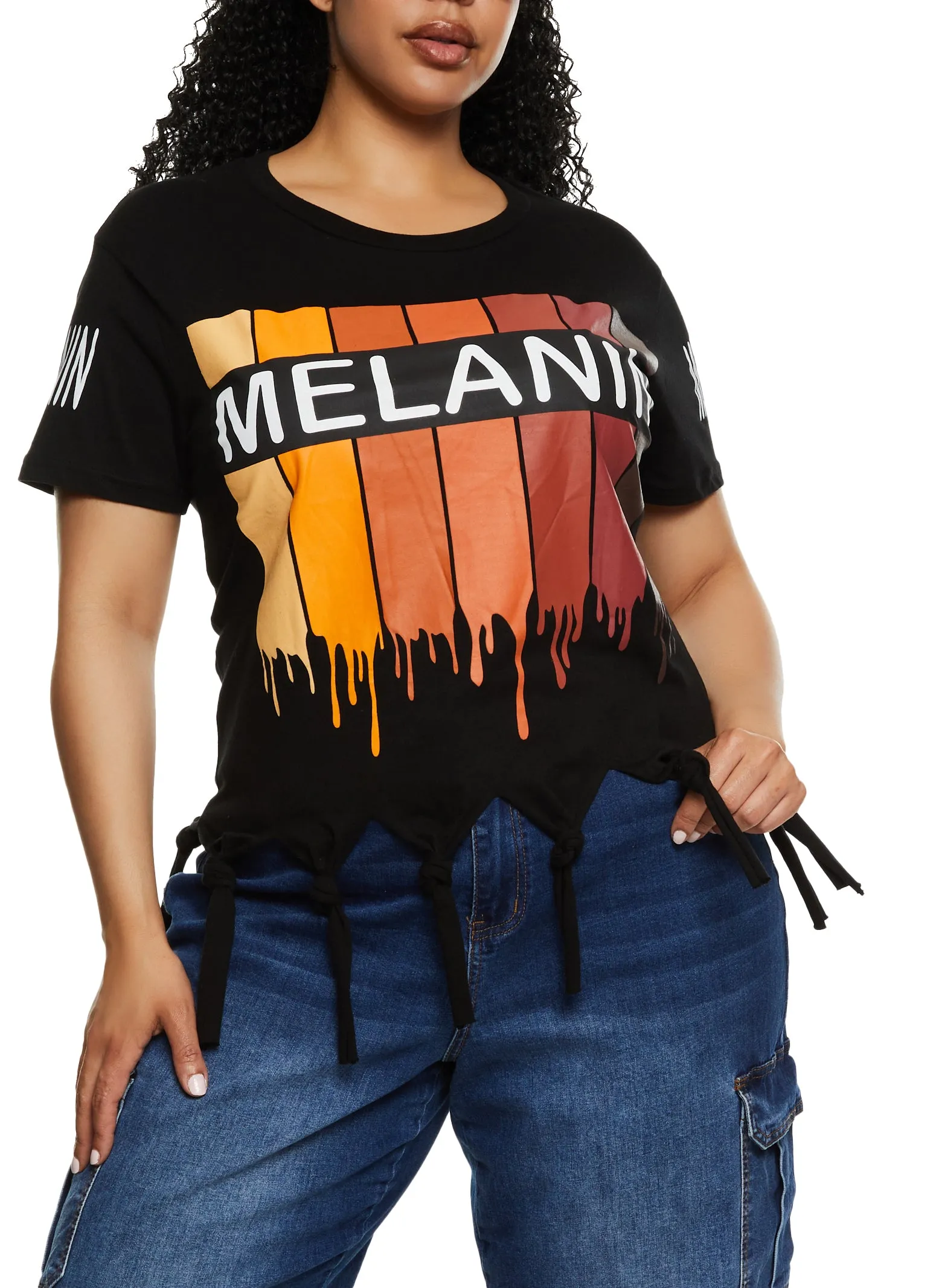 Plus Size Melanin Drip Knot Fringe Tee sold by Rainbow product image thumbnail 2