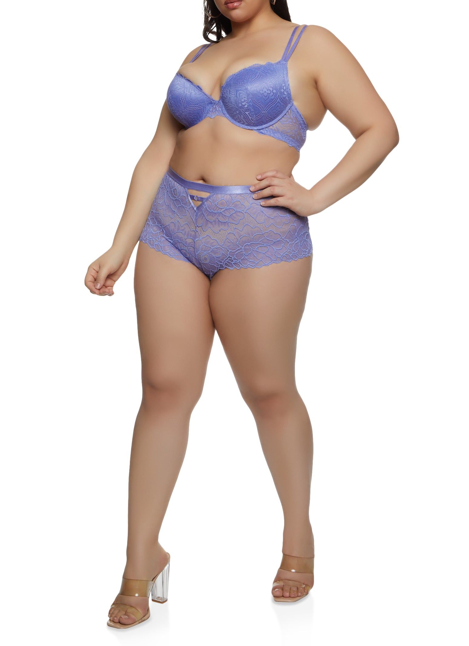 Plus Size Caged Back Lace Plunge Bra sold by Rainbow product image thumbnail 2