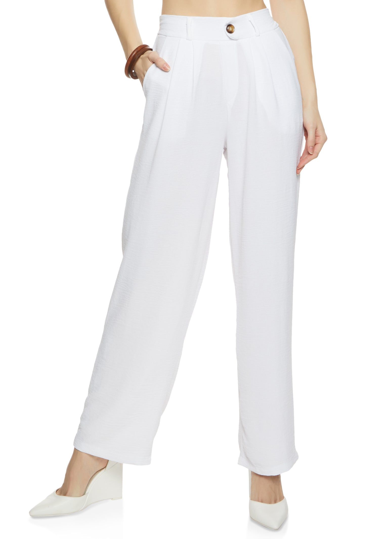 Pleated Front Wide Leg Pants sold by Rainbow
