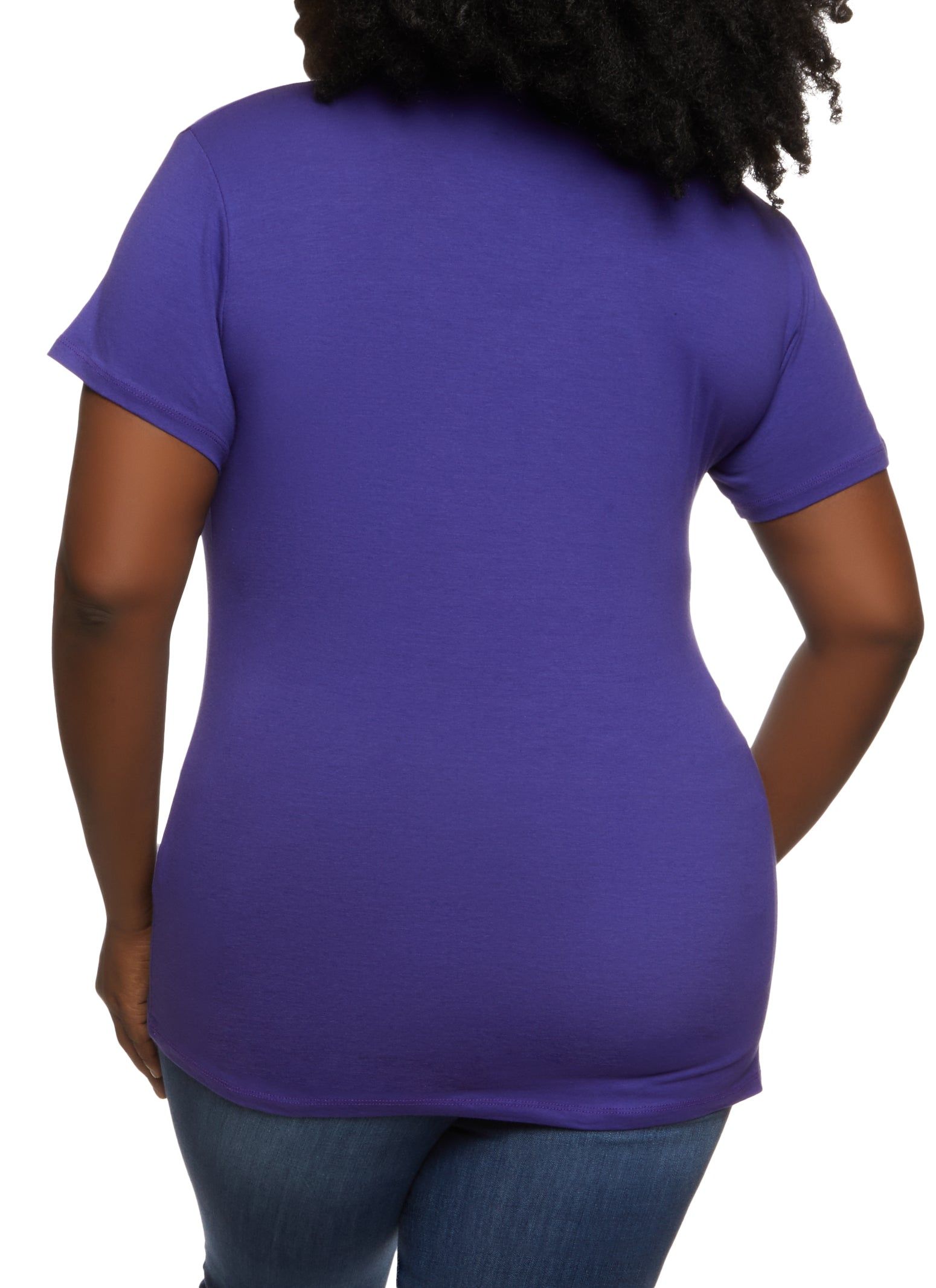 Plus Size Basic V Neck Short Sleeve T Shirt sold by Rainbow product image thumbnail 2