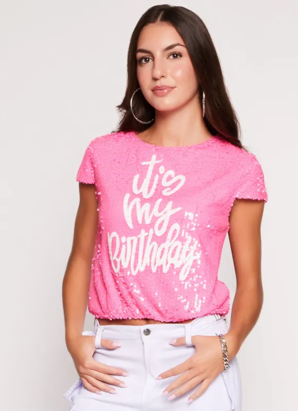 Its My Birthday Sequin Top sold by Rainbow