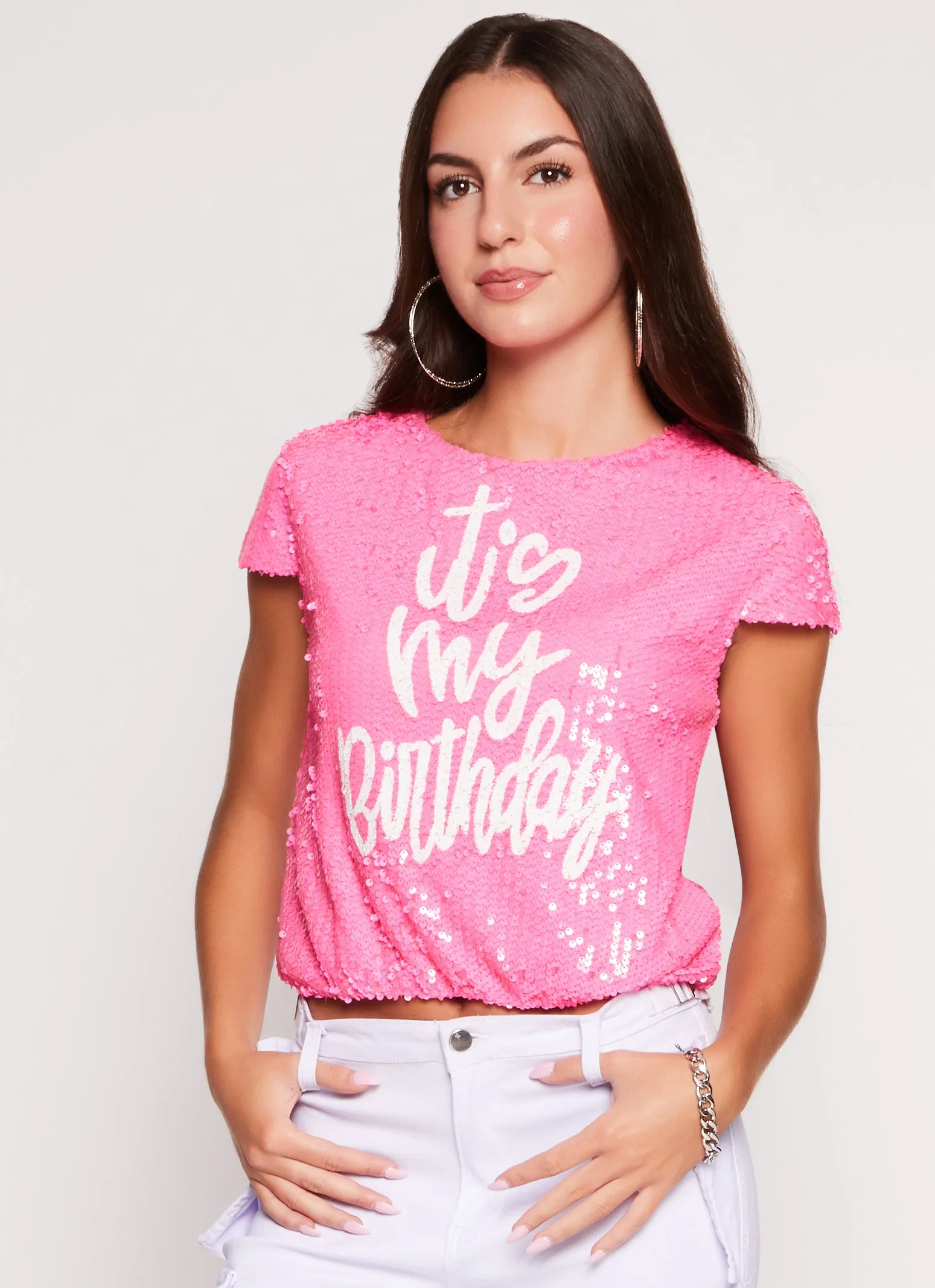 Its My Birthday Sequin Top sold by Rainbow