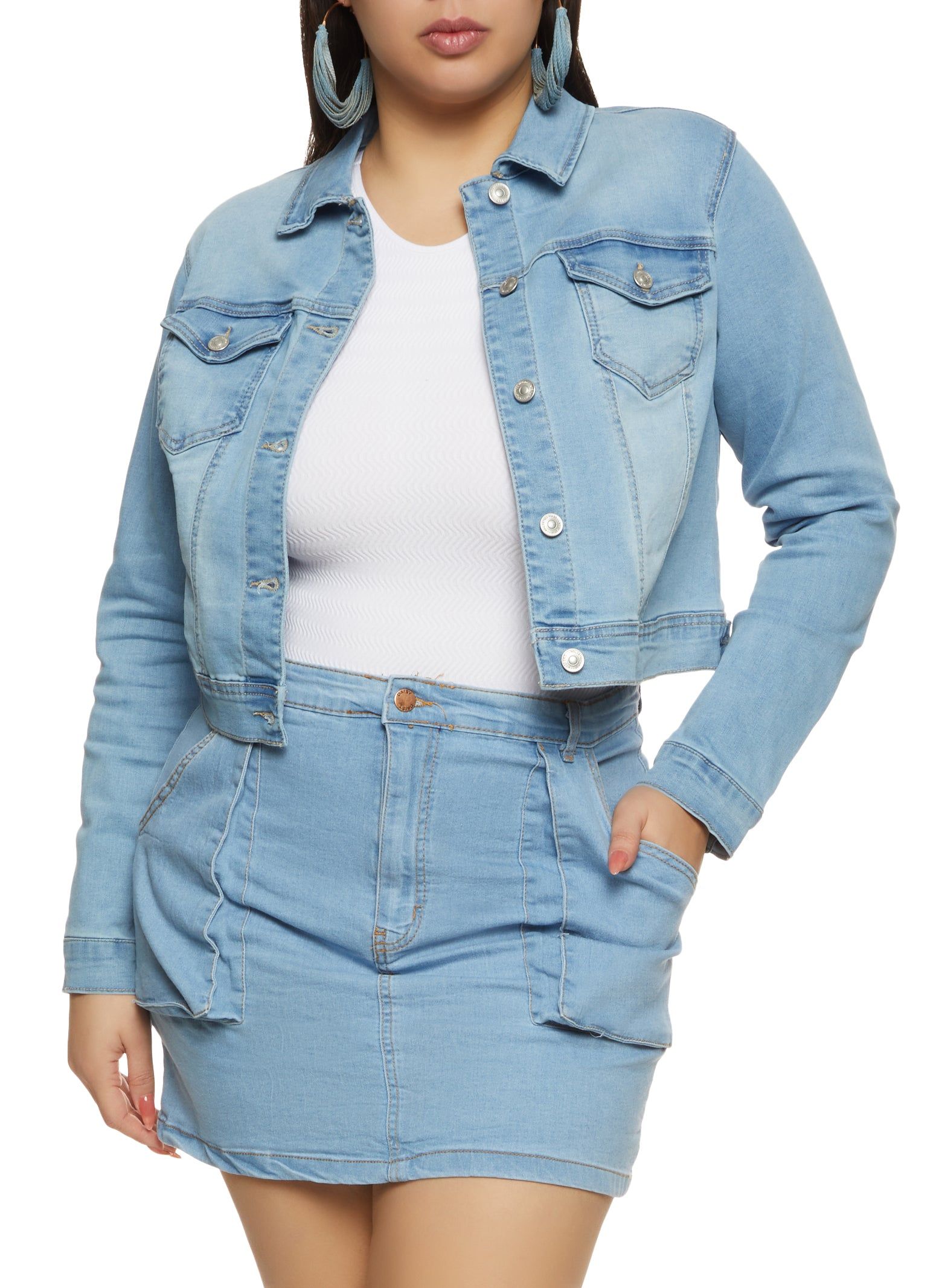 Plus Size WAX Solid Denim Jacket sold by Rainbow
