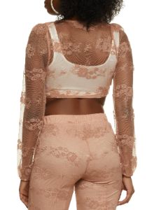 Floral Lace Tie Front Crop Top sold by Rainbow