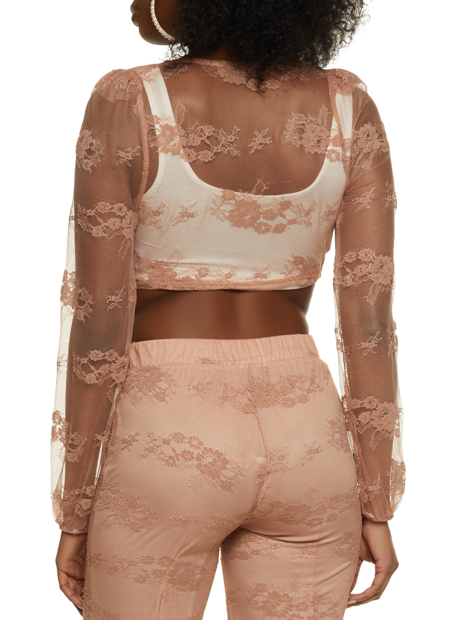 Floral Lace Tie Front Crop Top sold by Rainbow product image thumbnail 3