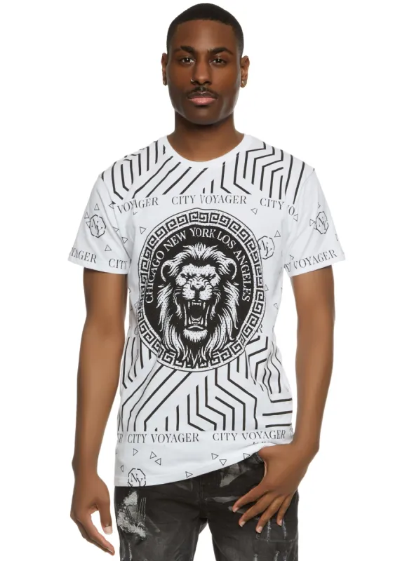 Mens City Voyager Lion Graphic Tee made by Rainbow