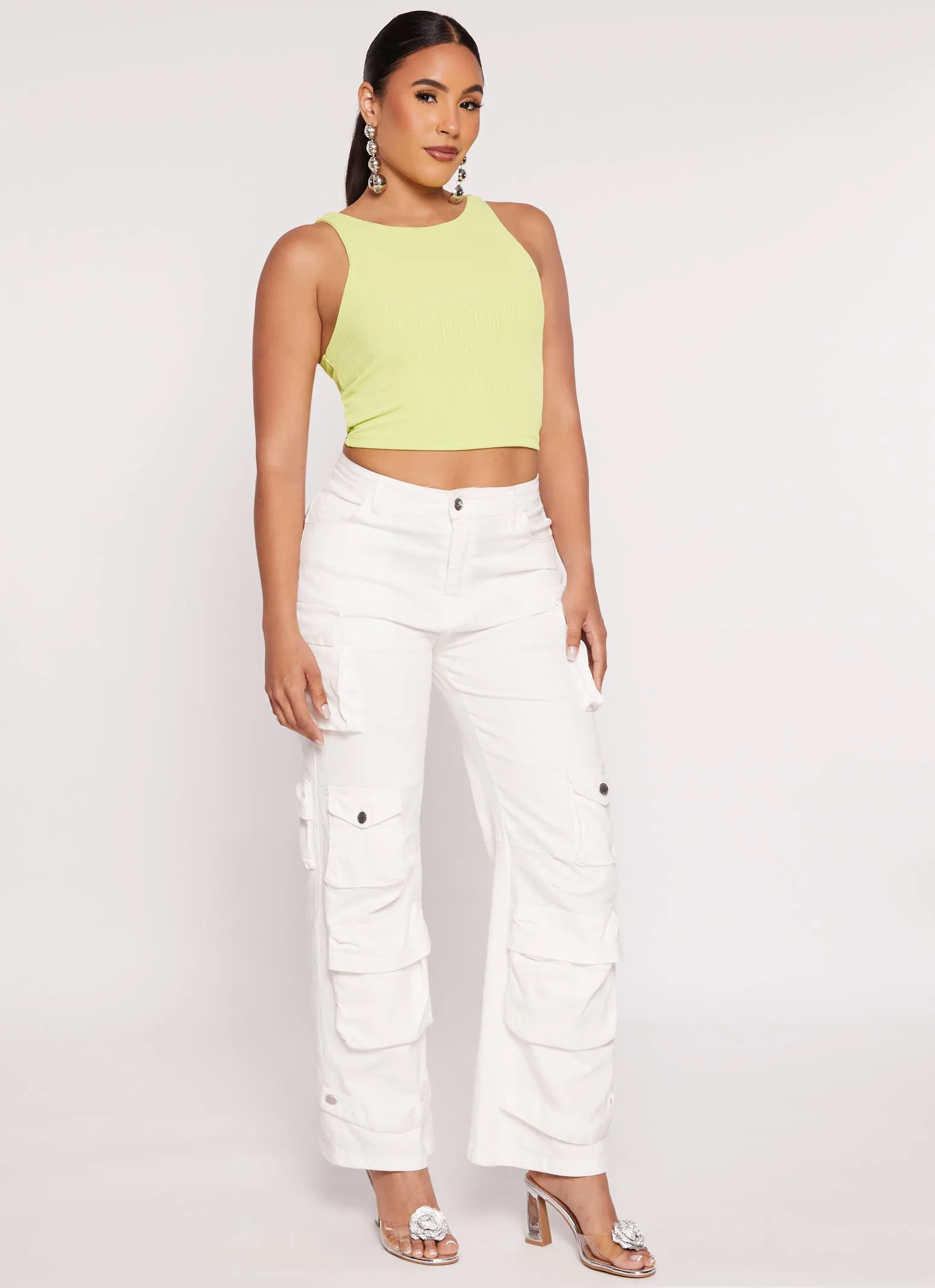 Ribbed Knit Cropped Tank Top sold by Rainbow product image thumbnail 2