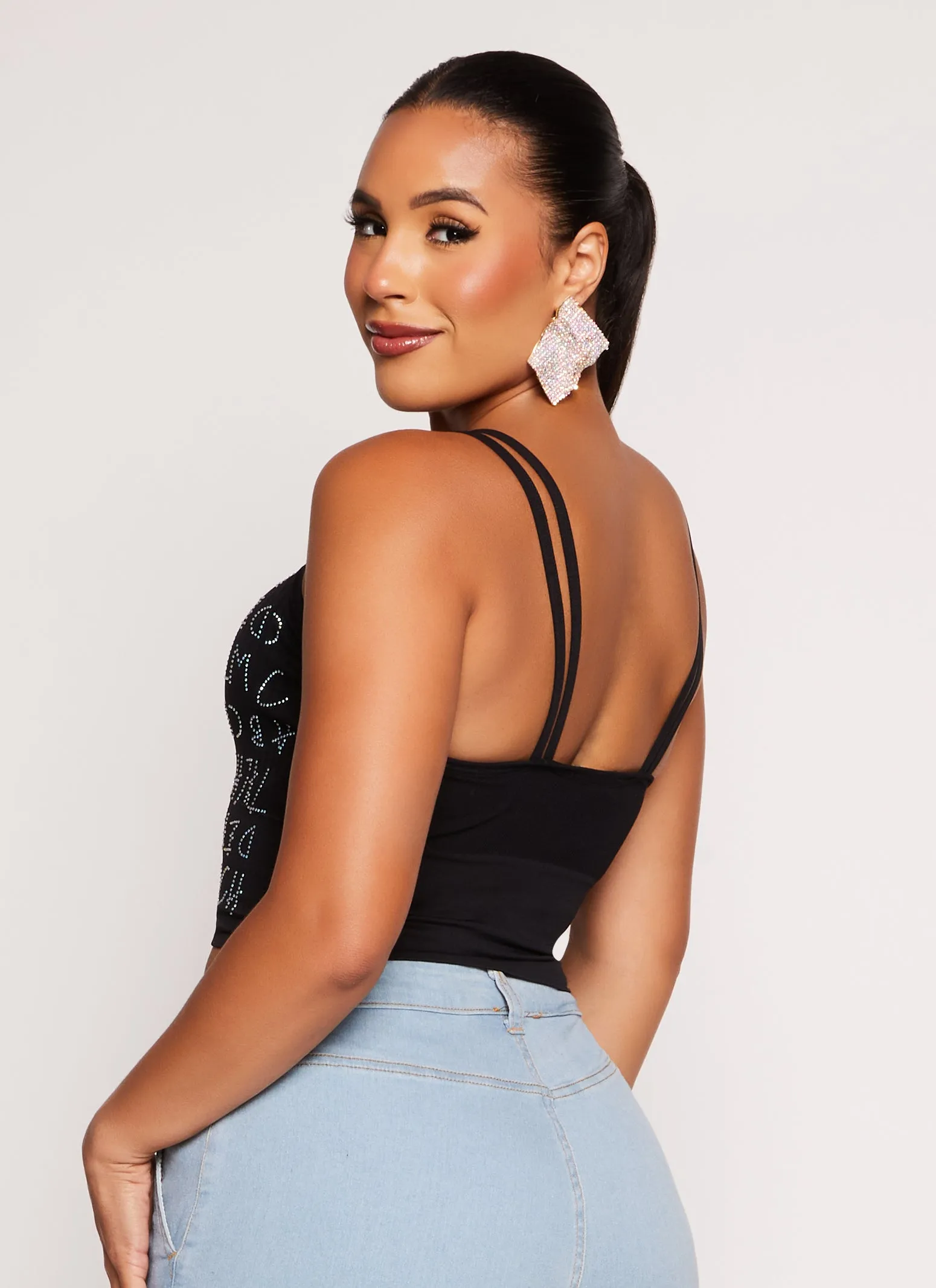 Seamless Ribbed Rhinestone Alphabet Graphic Cami sold by Rainbow product image thumbnail 3