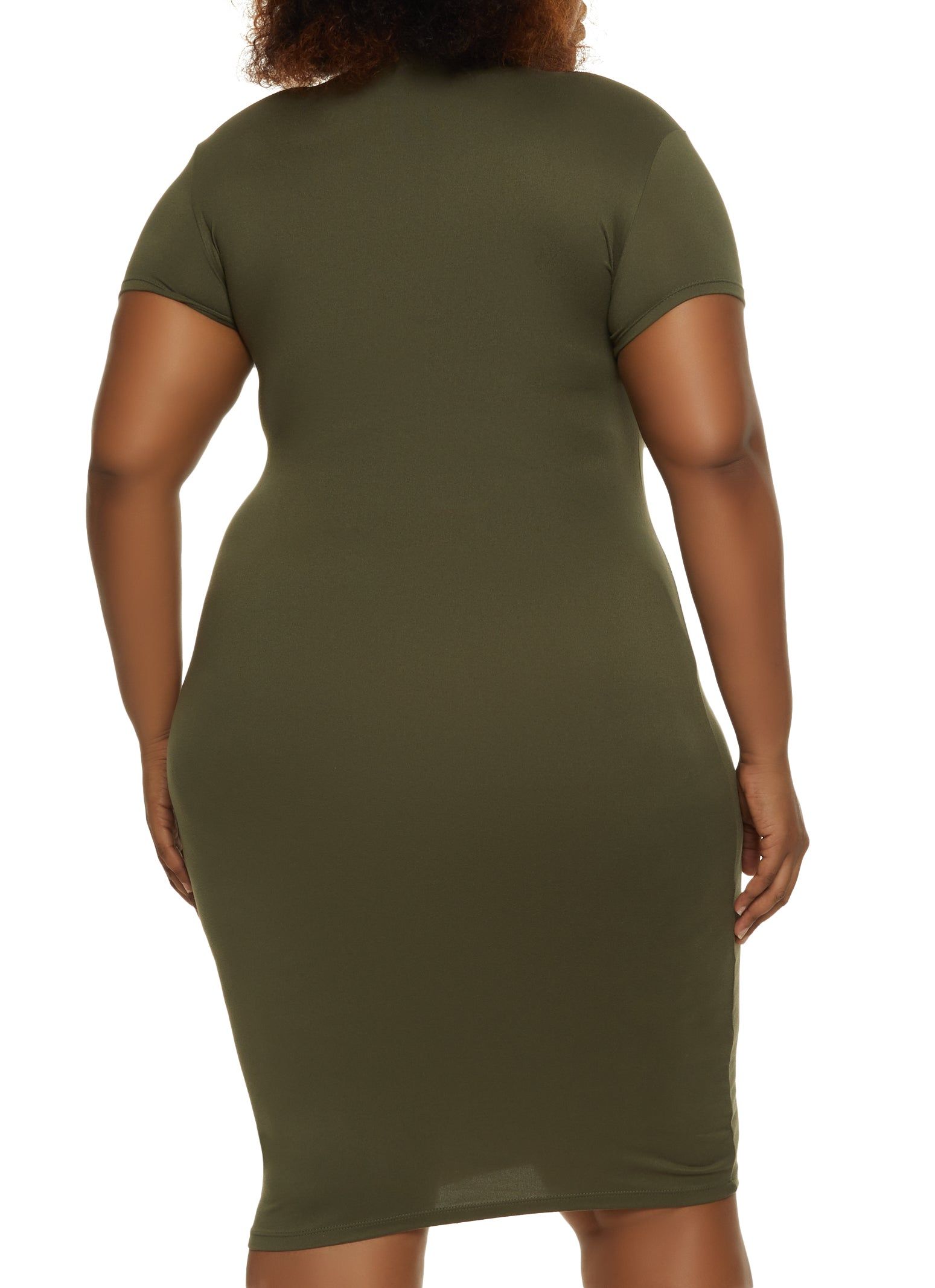 Plus Size Solid Mock Neck T Shirt Dress sold by Rainbow product image thumbnail 3