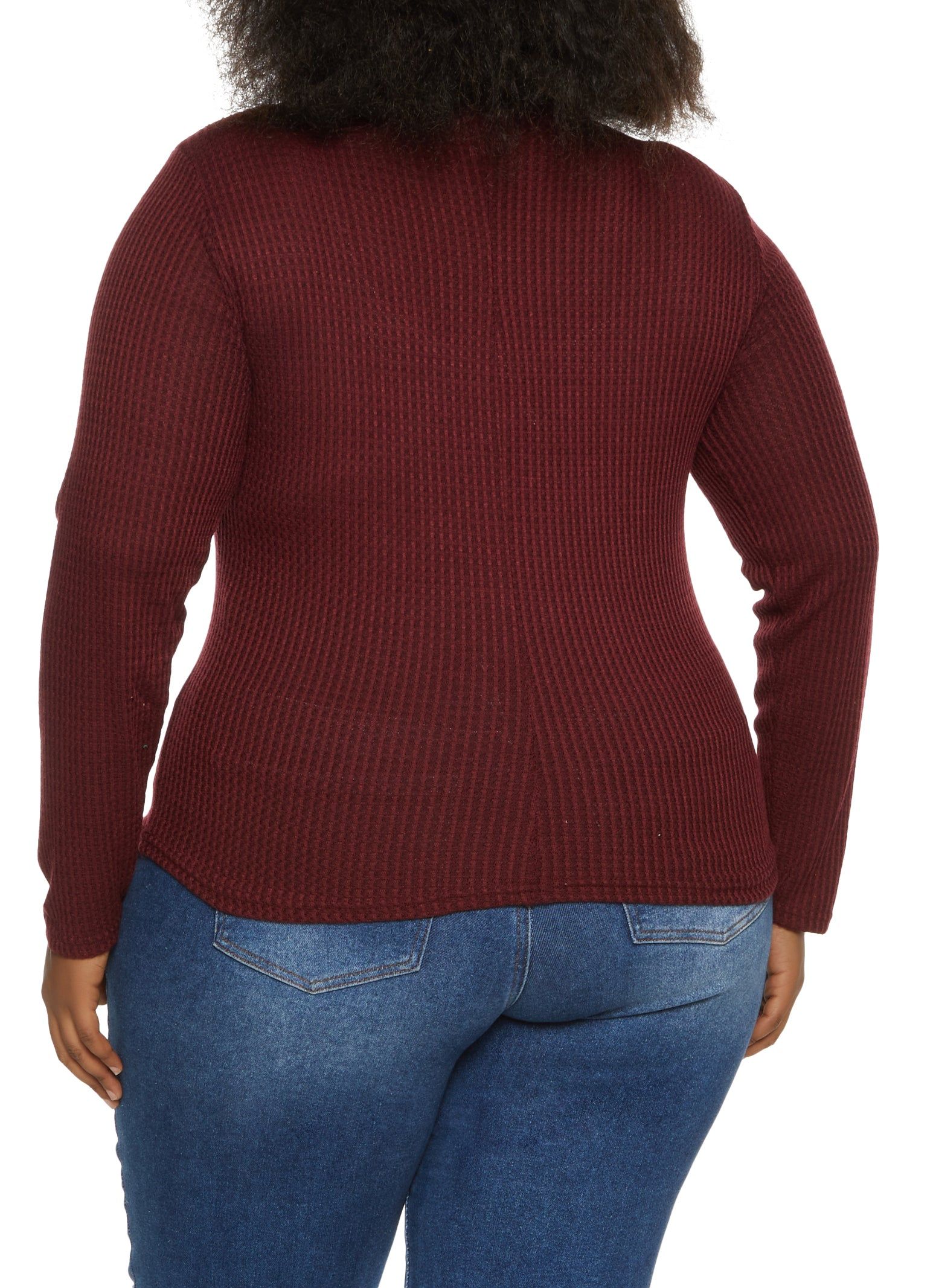 Plus Size Waffle Knit Faux Button Detail Henley Top sold by Rainbow product image thumbnail 2