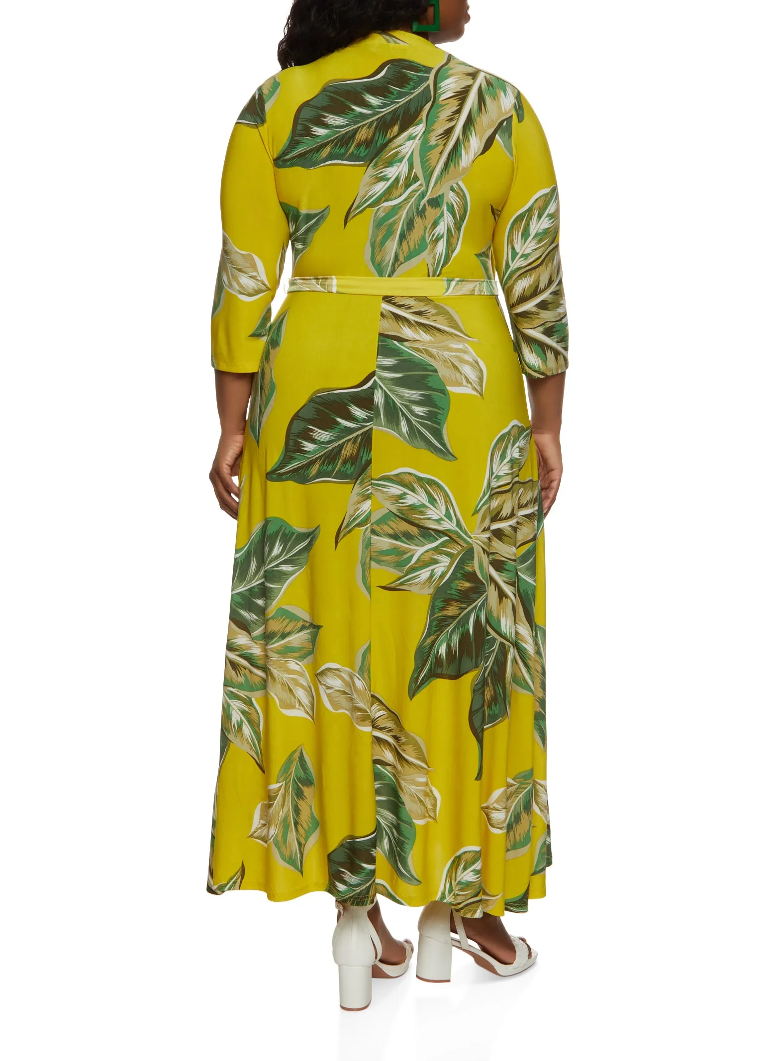 Plus Size V Neck Tropical Print Faux Wrap Maxi Dress sold by Rainbow product image thumbnail 3