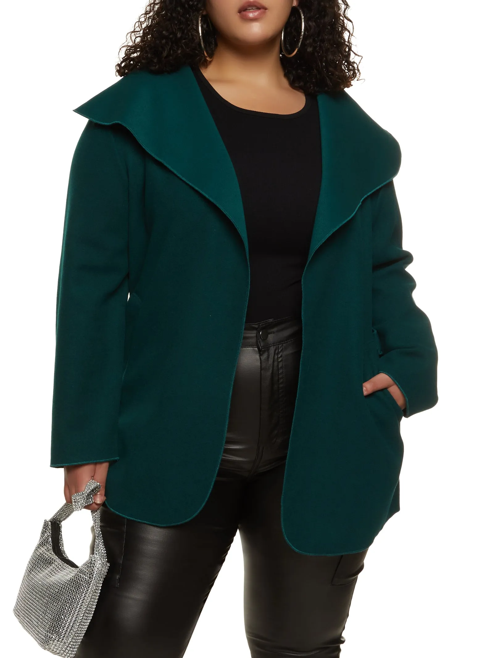 Plus Size Belted Wrap Coat sold by Rainbow