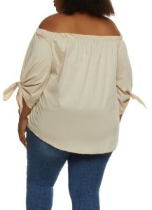 Plus Size Tie Cuff Off the Shoulder Blouse sold by Rainbow
