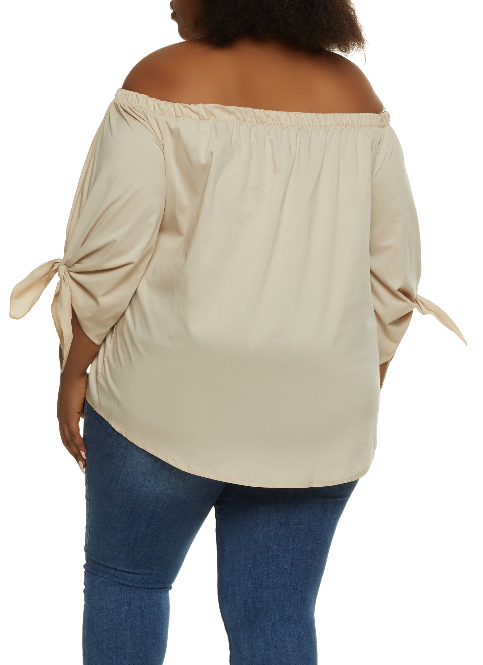 Plus Size Tie Cuff Off the Shoulder Blouse sold by Rainbow product image thumbnail 2